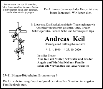 Traueranzeige von Andreas Keil von vrm-trauer