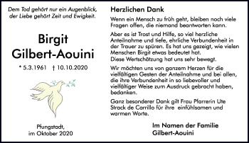 Traueranzeige von Birgit Gilbert-Aouini von vrm-trauer