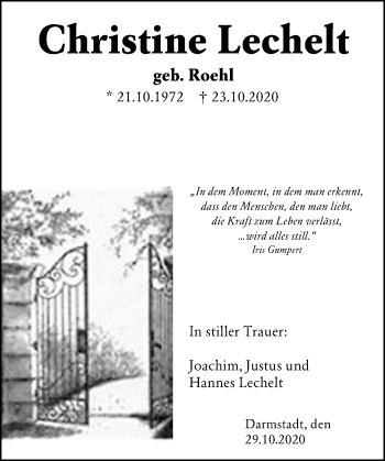 Traueranzeige von Christine Lechelt von vrm-trauer