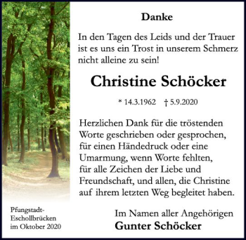 Traueranzeige von Christine Schöcker von vrm-trauer