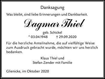 Traueranzeige von Dagmar Thiel von vrm-trauer