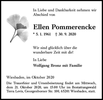 Traueranzeige von Ellen Pommerencke von vrm-trauer