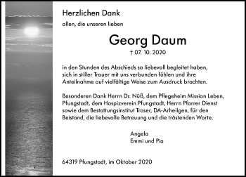 Traueranzeige von Georg Daum von vrm-trauer