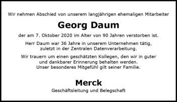 Traueranzeige von Georg Daum von vrm-trauer