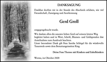Traueranzeige von Gerd Groll von vrm-trauer