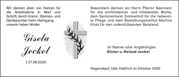 Traueranzeige von Gisela Jeckel von vrm-trauer