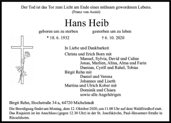 Traueranzeige von Hans Heib von vrm-trauer