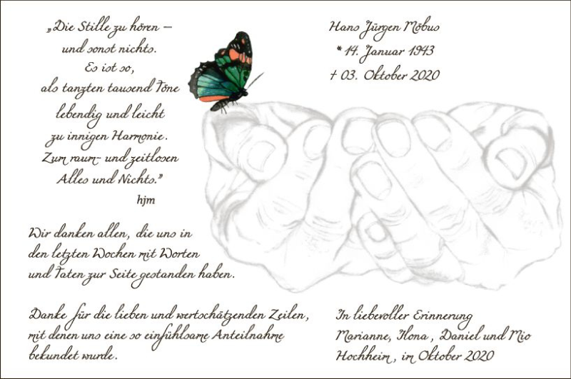  Traueranzeige für Hans Jürgen Möbus vom 23.10.2020 aus vrm-trauer