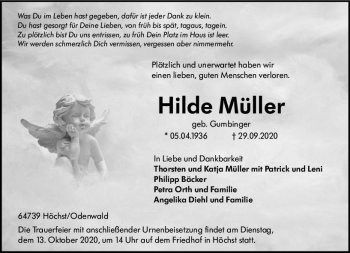 Traueranzeige von Hilde Müller von vrm-trauer