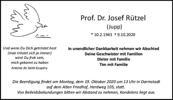 Traueranzeige von Josef Rützel von vrm-trauer