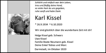 Traueranzeige von Karl Kissel von vrm-trauer