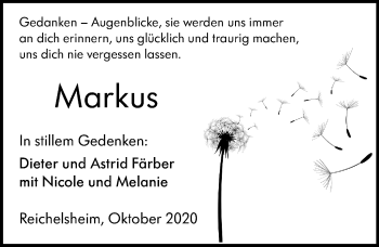 Traueranzeige von Markus von der Au von vrm-trauer