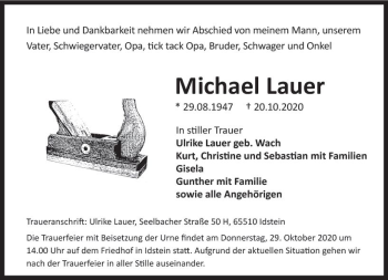 Traueranzeige von Michael Lauer von vrm-trauer