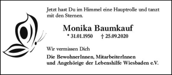 Traueranzeige von Monika Baumkauf von vrm-trauer