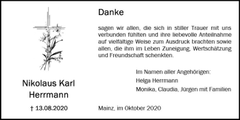Traueranzeige von Nikolaus Karl Herrmann von vrm-trauer