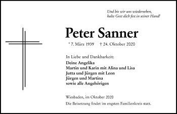 Traueranzeige von Peter Sanner von vrm-trauer