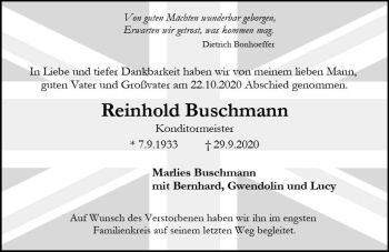 Traueranzeige von Reinhold Buschmann von vrm-trauer