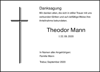 Traueranzeige von Theodor Mann von vrm-trauer