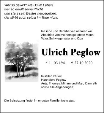 Traueranzeige von Ulrich Peglow von vrm-trauer