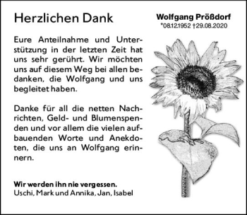 Traueranzeige von Wolfgang Prößdorf von vrm-trauer