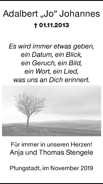 Traueranzeige von Adalbert Johannes von VRM Tageszeitungen