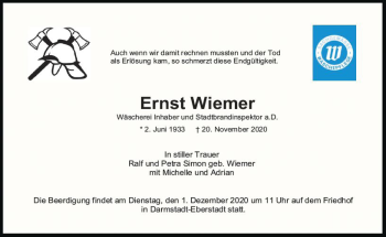Traueranzeige von Ernst Wiemer von vrm-trauer