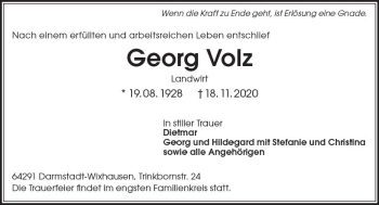 Traueranzeige von Georg Volz von vrm-trauer
