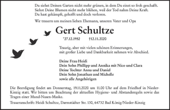 Traueranzeige von Gert Schultze von vrm-trauer