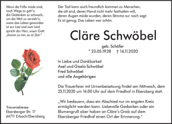 Traueranzeige von Gäre Schwöbel von vrm-trauer