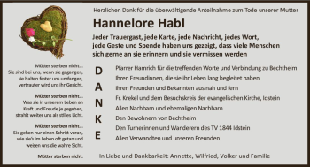 Traueranzeige von Hannelore Habl von vrm-trauer