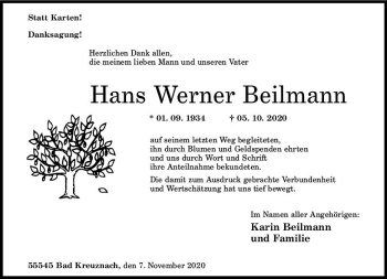 Traueranzeige von Hans Werner Beilmann von vrm-trauer