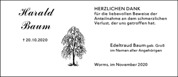 Traueranzeige von Harald Baum von vrm-trauer