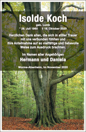 Traueranzeige von Isolde Koch von vrm-trauer