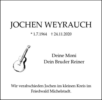 Traueranzeige von Jochen Weyrauch von vrm-trauer