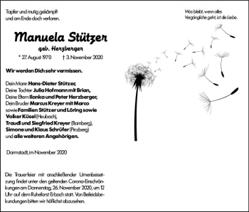 Traueranzeige von Manuela Stützer von vrm-trauer