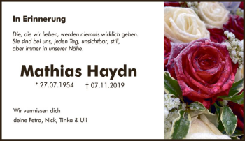 Traueranzeige von Mathias Haydn von vrm-trauer
