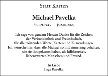 Traueranzeige von Michael Pavelka von vrm-trauer