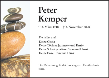 Traueranzeige von Peter Kemper von vrm-trauer