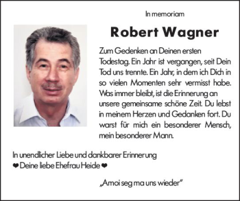 Traueranzeige von Robert Wagner von vrm-trauer