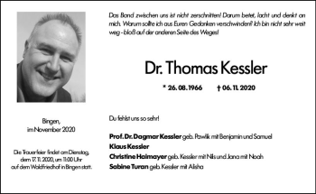 Traueranzeige von Thomas Kessler von vrm-trauer