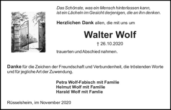 Traueranzeige von Walter Wolf von vrm-trauer