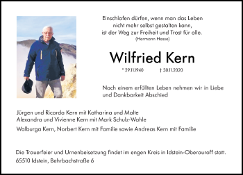 Traueranzeige von Wilfried Kern 