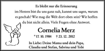 Traueranzeige von Cornelia Merz von vrm-trauer