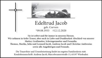 Traueranzeige von Edeltrud Jacob von vrm-trauer