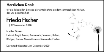 Traueranzeige von Frieda Fischer von vrm-trauer