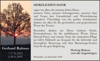 Traueranzeige von Gerhard Rakusa von vrm-trauer