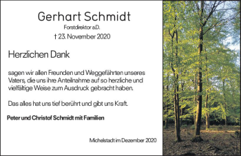 Traueranzeige von Gerhart Schmidt von vrm-trauer