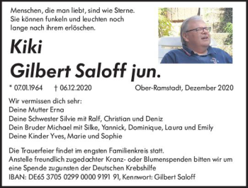 Traueranzeige von Gilbert Saloff jun. von vrm-trauer