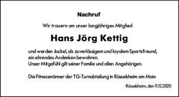 Traueranzeige von Hans Jörg Kettig von vrm-trauer