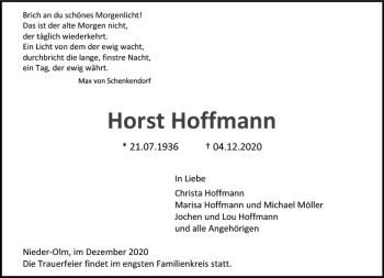 Traueranzeige von Horst Hoffmann von vrm-trauer